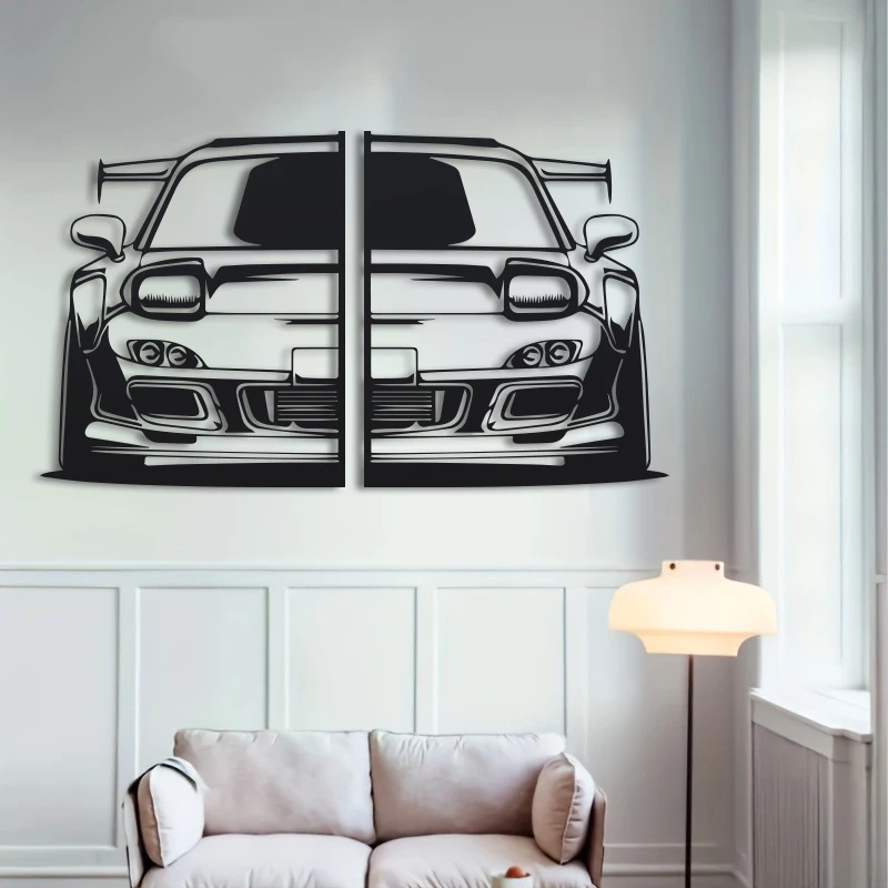 RX7 Metall-Wandkunst für Autos |   Automobilgeschenk für Männer: Weltraum-Thema |   Geburtstag, Heimdekoration, Themenparty, 1 Stück Metall-Wanddekoration
