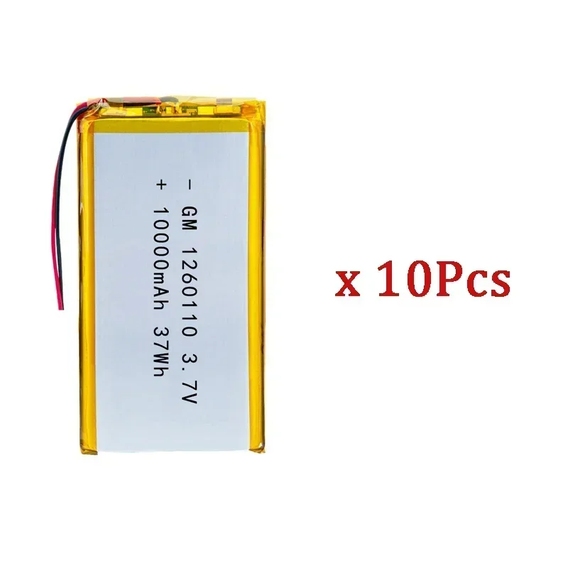 1-10 STKS 10000 mAh Lithium Polymeer Batterij 1260110 3.7 V Oplaadbare Batterij voor Speelgoed Power Bank GPS Laptop Camping Verlichting Diy NIEUWE