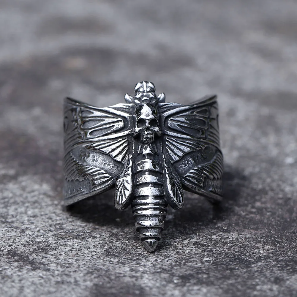 NEUE männer 316L edelstahl ringe Dropshipping Schmetterling Schädel Muster gothic punk Motorrad Schmuck Geschenke kostenloser versand
