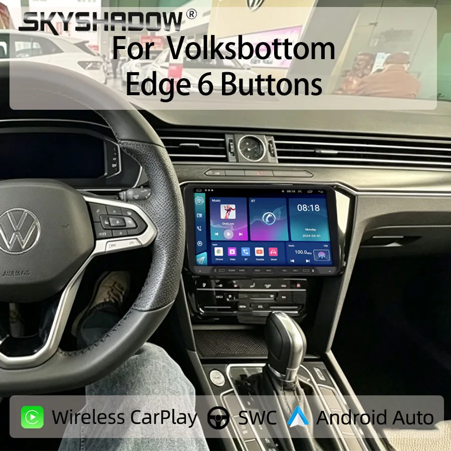 9“Android Car Radio For Volksbottom Edge 6 Buttons CarPlay Android Auto GPS Nav Bluetooth Steering Control