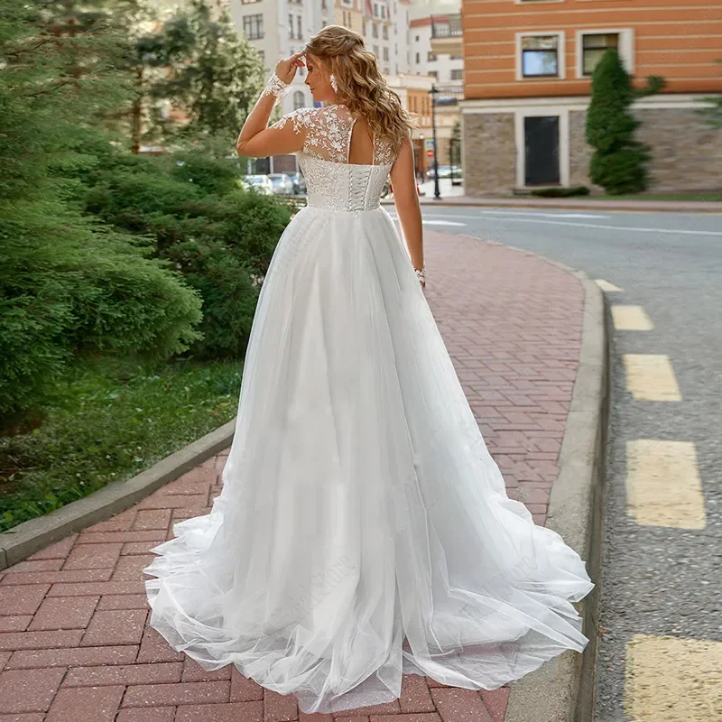 Luxurious sexy Sweetheart Princess Romantic Wedding dress Plus size lace applique floor-length beach wedding bridal party dress