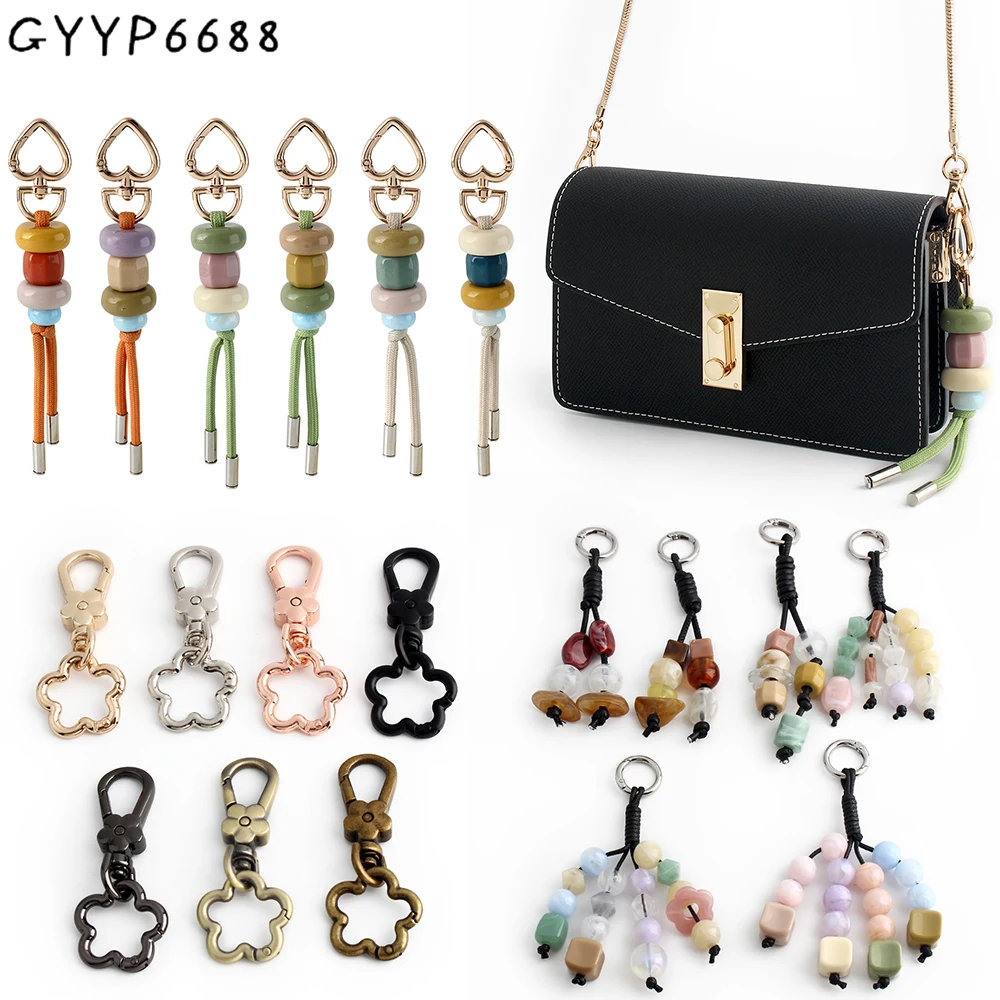 2/10/20PCS Flower Keychain For Backpack Purse Bag Charm Cute Key Chain Pendant Decoration Artisanal Beaded Macrame Keyring Gift