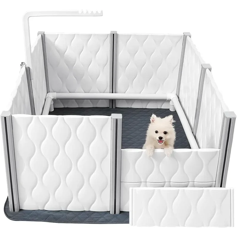 home.Whelping Box for Dogs - 24” Extra Tall - Dog Whelping Pen with Pad and Lamp Holder - Dog Supplies