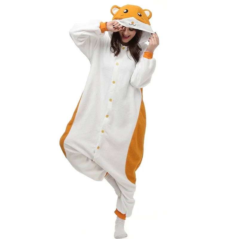 

Cos72 Adult Kigurumi Golden Hamster Animal Onesie Pajamas Cartoon Cosplay Costume For Halloween Carnival Party 72Cos