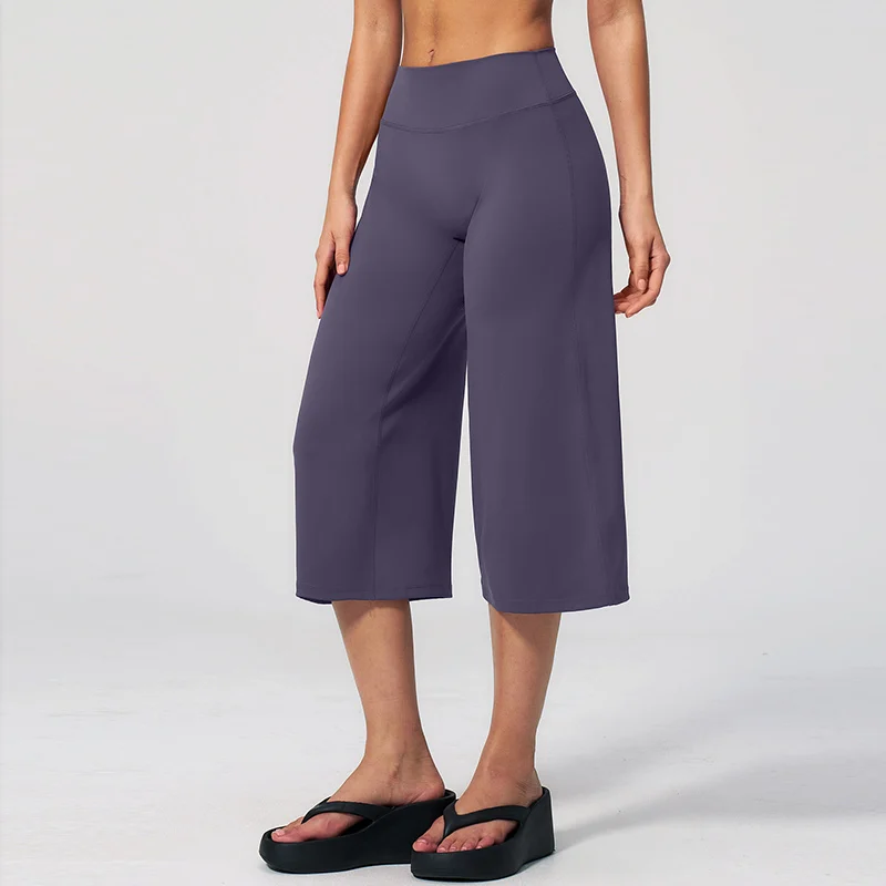Crop Buttery Soft Loose Casual Summer Pants Capri Pants for Women Wide Leg Yoga Cropped Pants Tummy Control High Waist in Flare