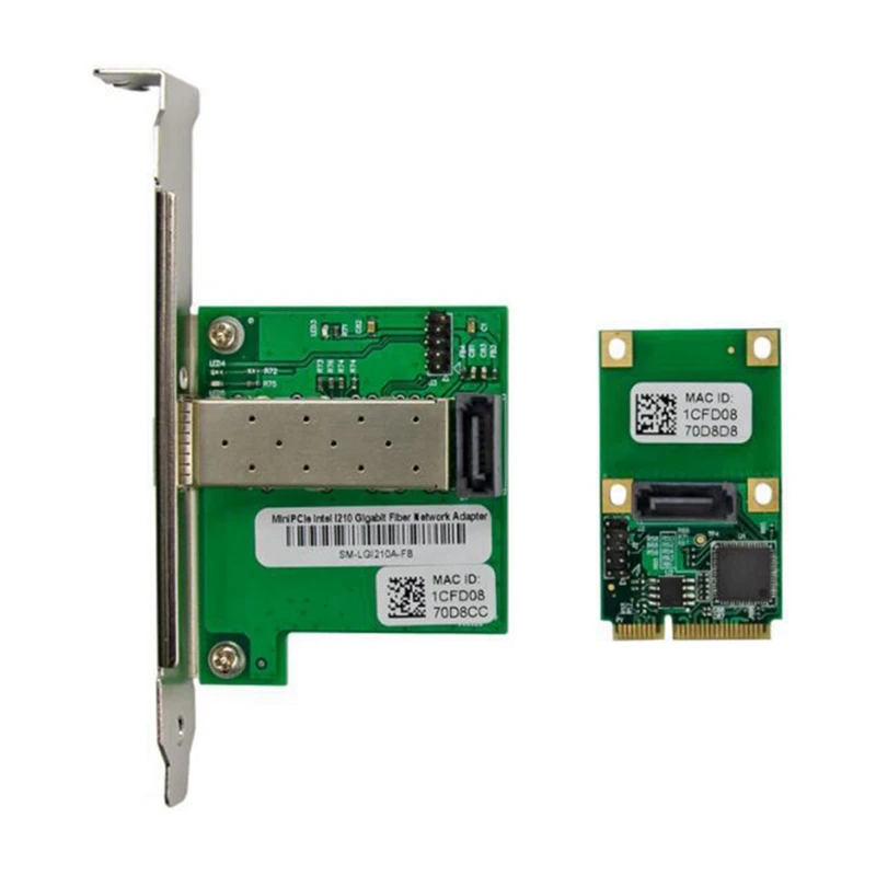 MINI PCI-E For  I210 Network Card SFP Single Port Ethernet Adapter 1G 1000M Fiber Optic Card For Computer