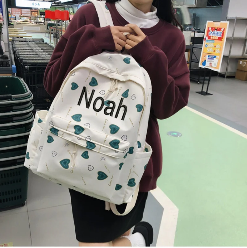 Personalized Backpack For Female Junior High School Students, Love Backpack For High School, Cute Large Capacity Backpack