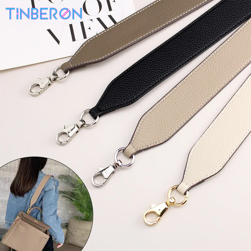 

Bag Strap Luxury Design TINBERON Elephant Grey Underarm Bag Strap Women's Handbag Replacement Real Leather Bag Strap Accessories