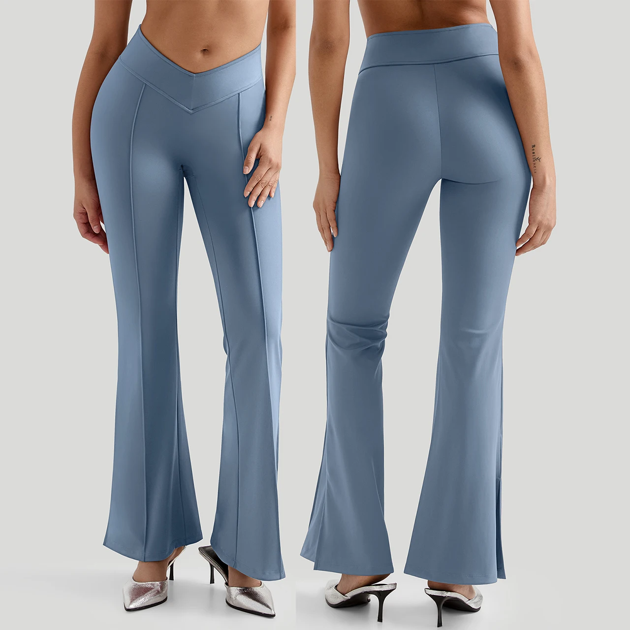 Women's V-Waist Flared Yoga Pants Slim-Fit Seamed Butt-Lifting Wide-Leg Trousers  Soft Comfortable Casual Flared  Sports Pants