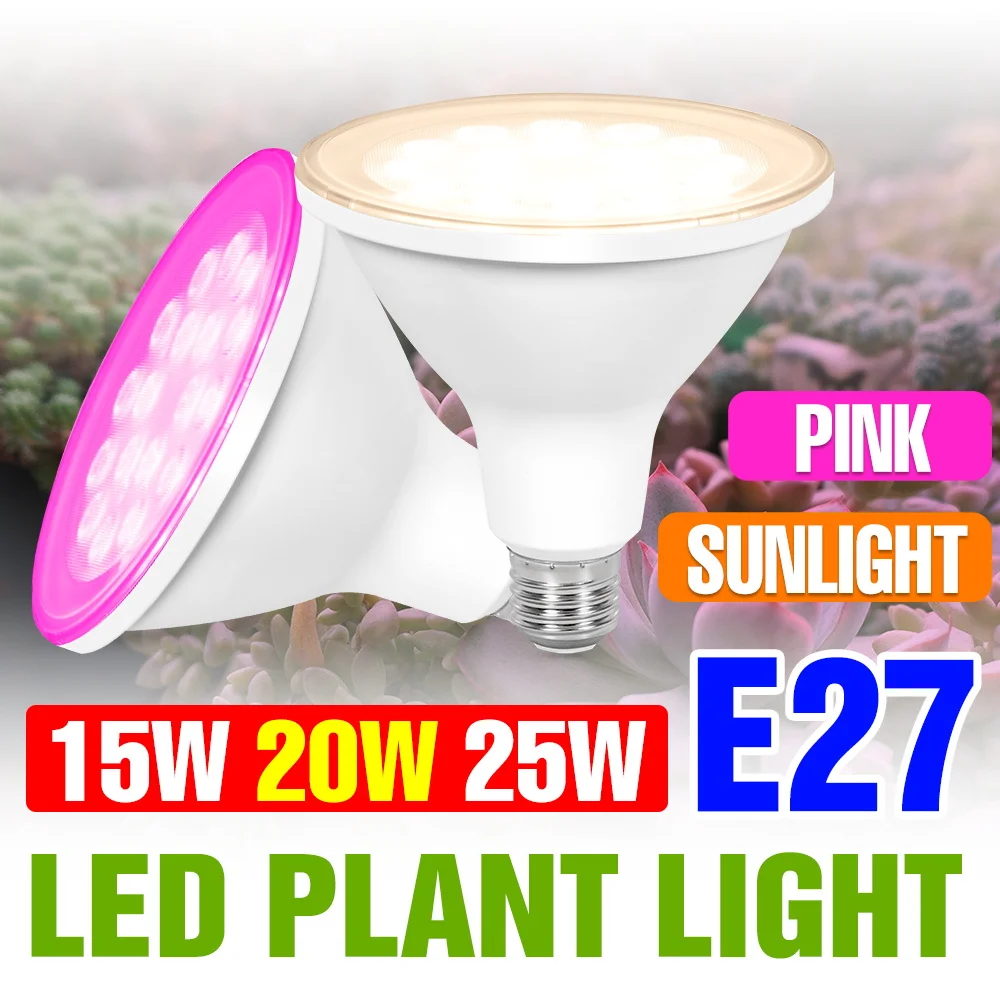 E27 220V LED Grow Light Full Spectrum Hydroponics Plant Cultivation Lamp 110V For Indoor Potted Flowers Growbox Bulb 15W 20W 25W