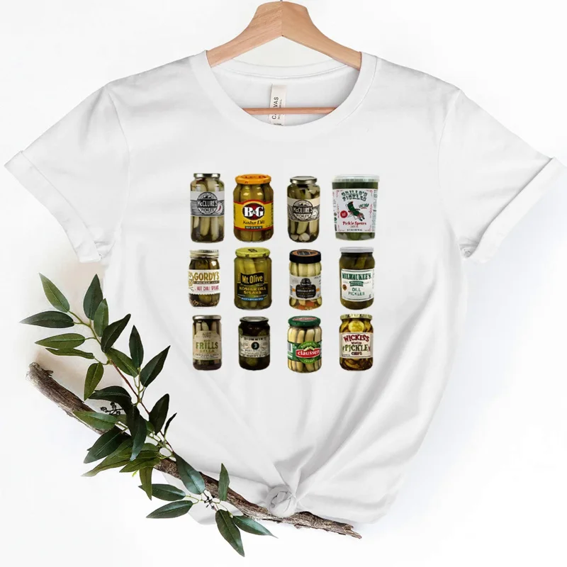 Mulheres Pickle Amantes T-Shirt, Canning Temporada, Pickles Caseiros, Pickle Jar, Crewneck Camisa, Roupas Femininas, Top Feminino