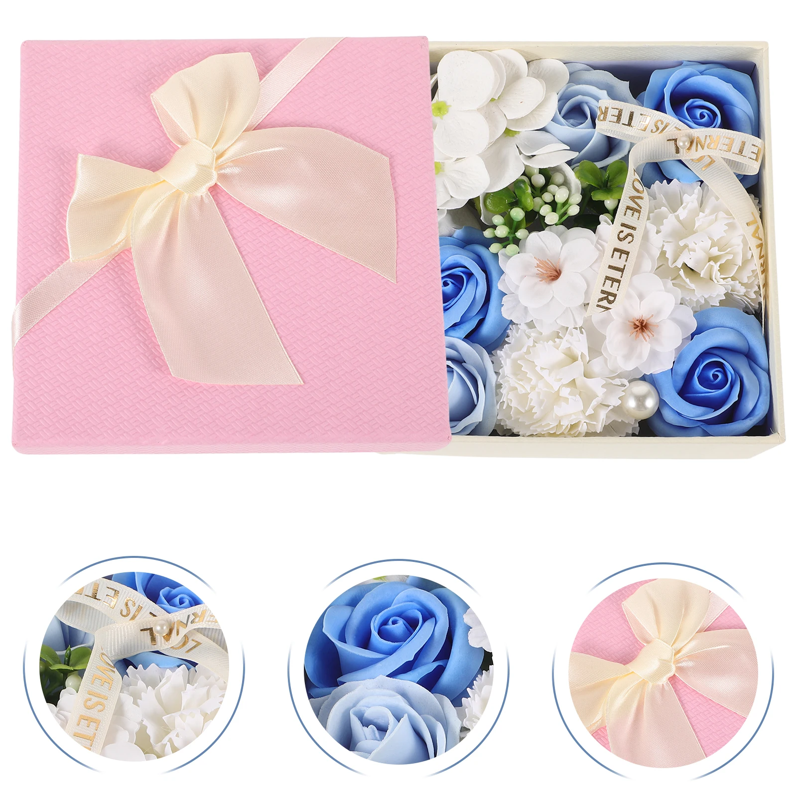 

1 pc Square Simulated Rose Flower Soap Flower Box For Home Decoration Party Birthday Gift Valentine'S Day Gift Box
