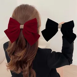 Velvet Bow Hair Clips for Women Girls Elegant Bow Tie Hairpins Vintage Black Wine Red Bow Hair Clip Prom Party Hair Accessories