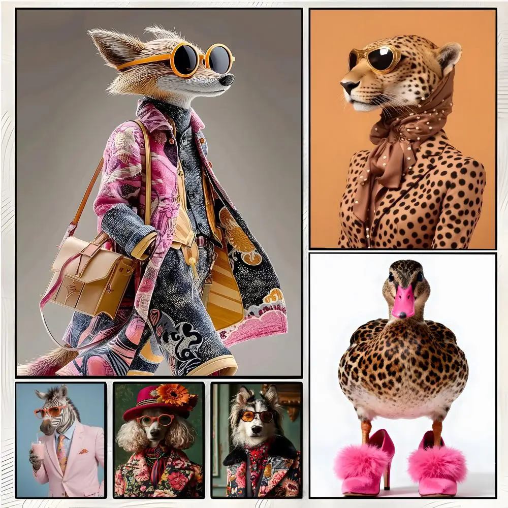 Art Concept Eclectic Fashionista Animal Poster Superior Home Space  Indoor Decorative Art & Home Decor
