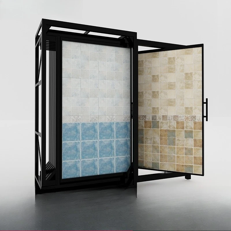 Industry and trade porcelain tile rack vertical push-pull rotating stone shelf wallpaper pull-out display rack tile display rack
