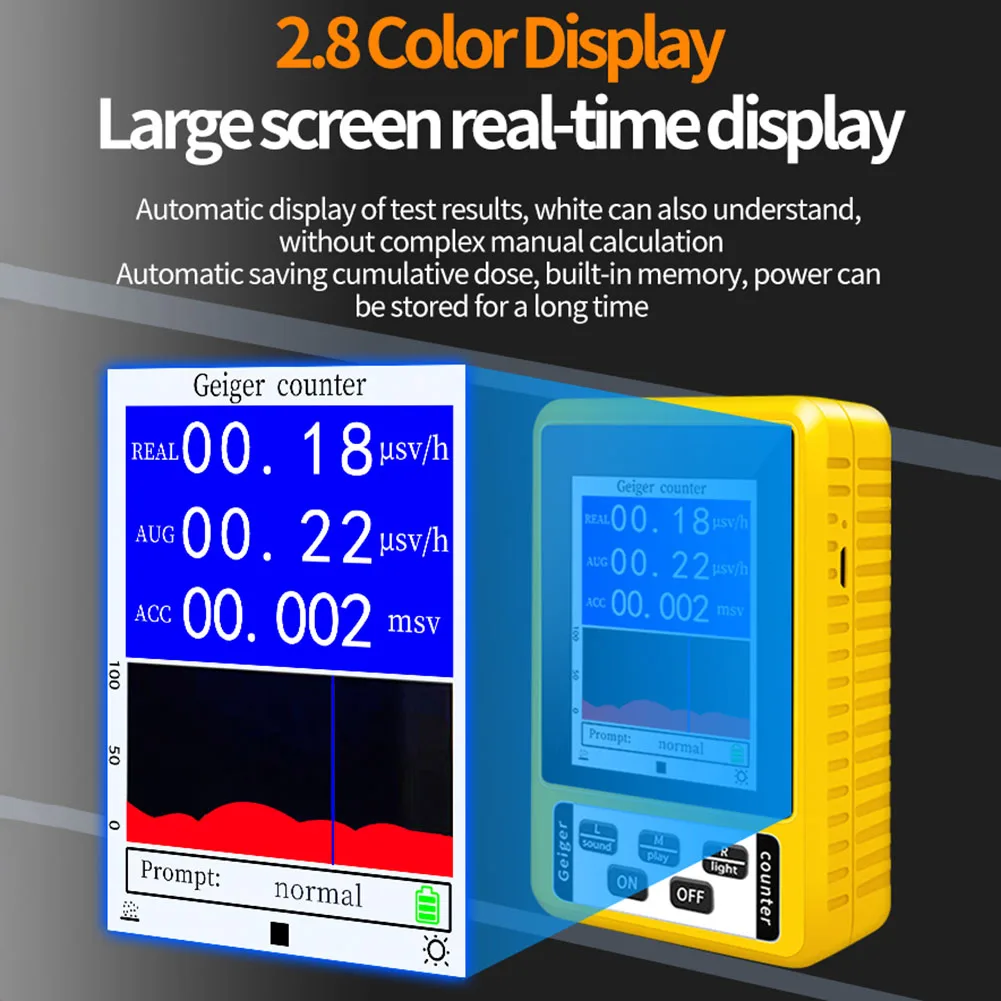 

XR3 BR9C Digital Nuclear Radiation Detector for Xray Gamma Beta Measurement with Large Screen and USB Charging