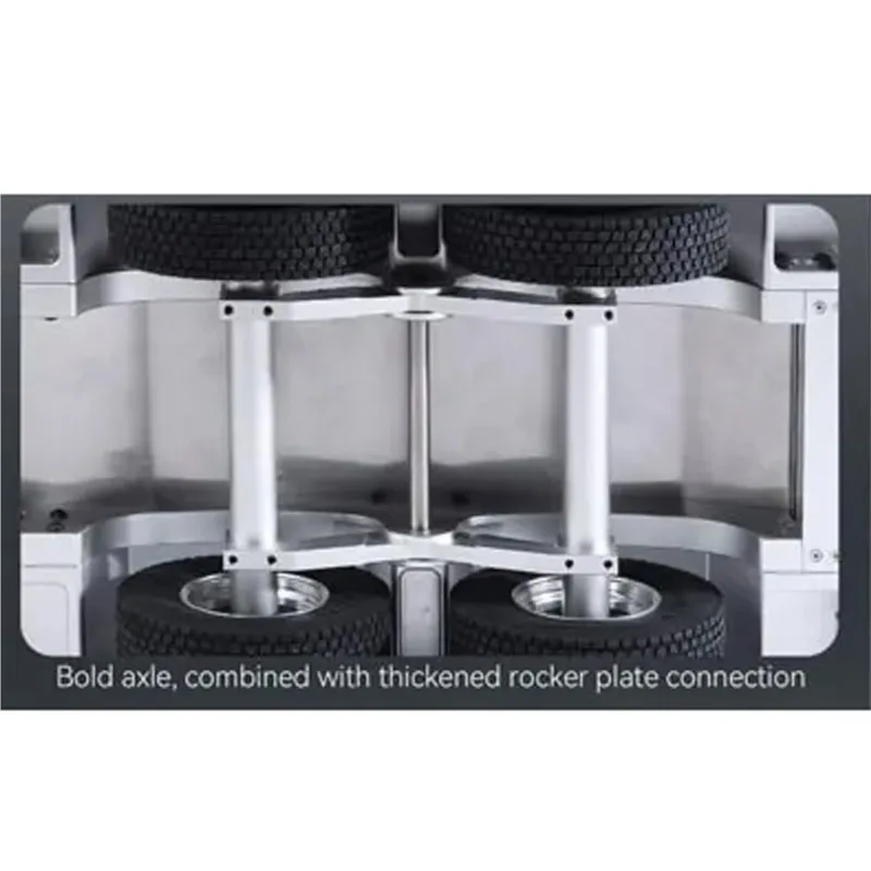 Remolque bajo de 2 ejes de Metal DoubleE, cama plana E012 001 para camión Tractor de Control remoto, piezas de mejora E113, modelo de coche de camión RC, 1/14