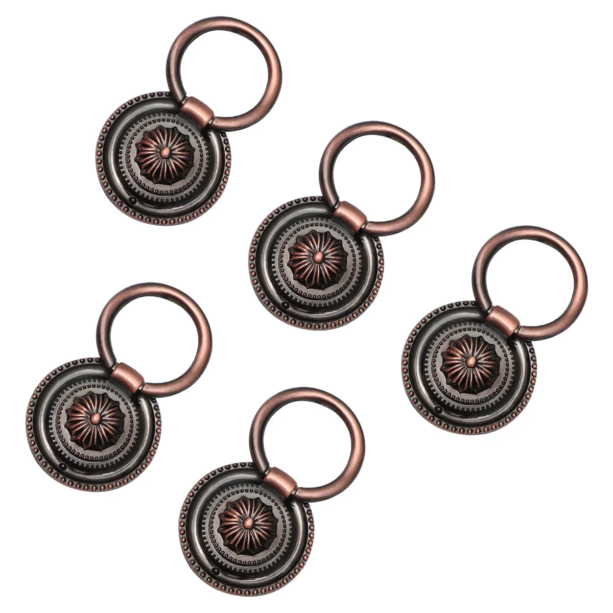 

5pcs Round Single Hole Pull Handle 37Mm Red Bronze Metal Cabinet Knob Vintage Drawer Grip For Home Bathroom Office Wardrobe