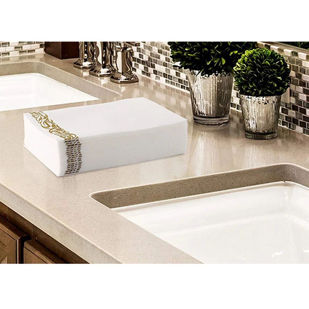 50 pcs Golden Floral Printed Napkin 40X30Cm Thick Disposable Paper Towel For Wedding Party Birthday Festival Tableware