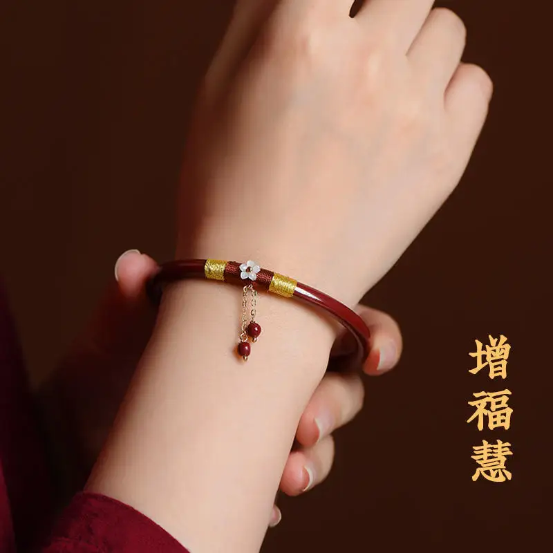 

UMQ Natural Fidelity High Content Cinnabar Raw Ore Bracelet Thin Round To Attract Good Luck Hand String This Year Gift For Women