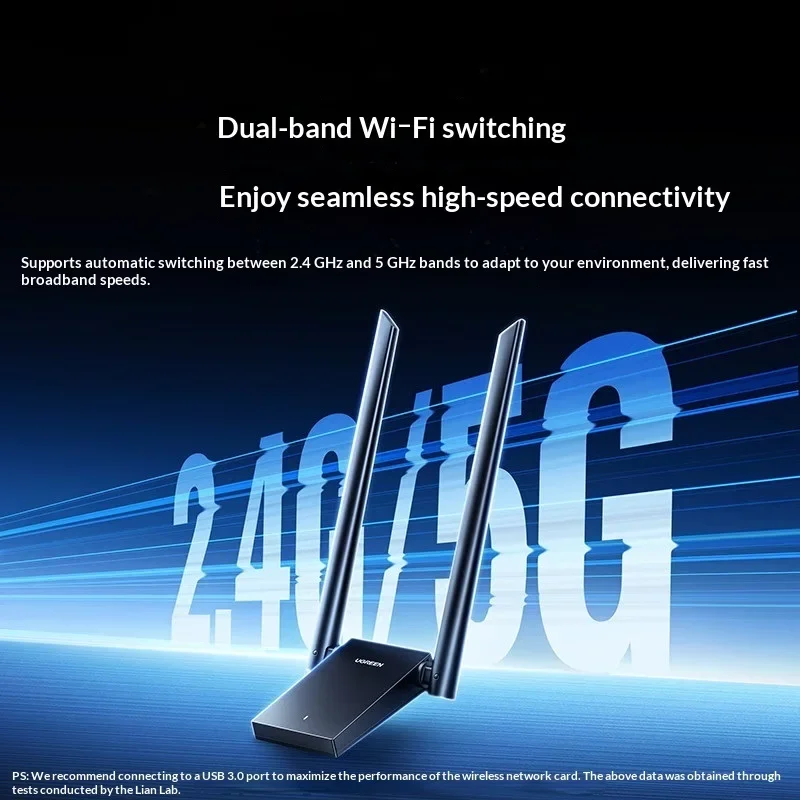 UGREEN 25226 USB WiFi Adapter CM495 AX1800 WiFi 6 USB 3.0 Dual Band 2.4GHz 5GHz Dual 5dBi Antennas for Windows 10 11 Only