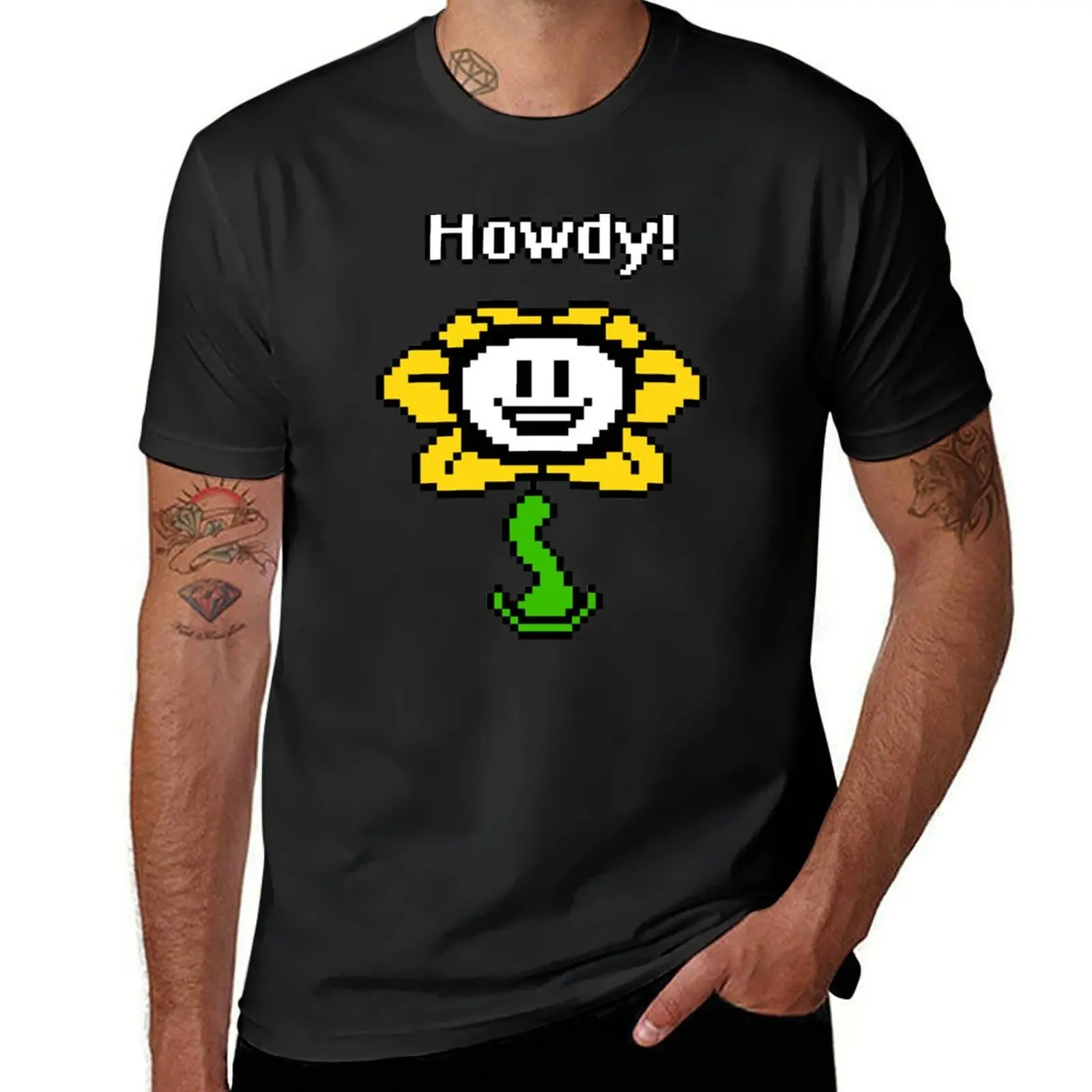 

Undertale / Flowey the Flower (Howdy!) T-Shirt vintage clothes summer clothes mens plain t shirts