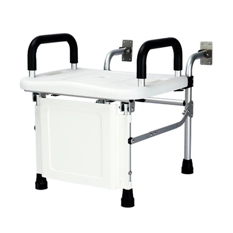 Wall-Mounted Aluminum Alloy Bathroom Stool Folding Toilet Armrests For Elderly Pregnant Rehabilitation Therapy Supplies