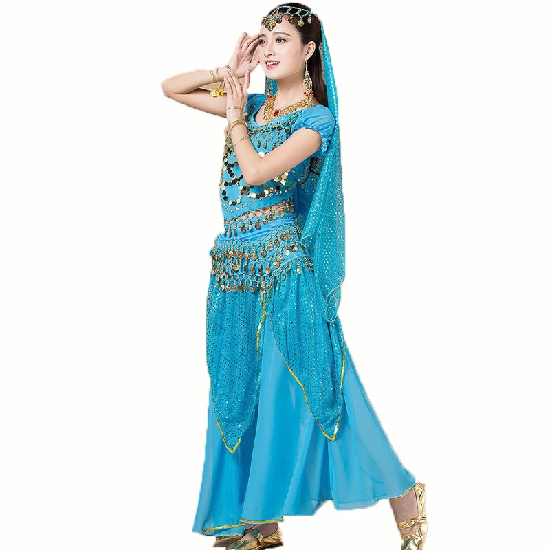 Belly Oriental Dance Wear Performance Set Bollywood Arabic Indian Dance Outfit Sukienki Spódnica Kostium Kobiety Strój treningowy 4/8szt