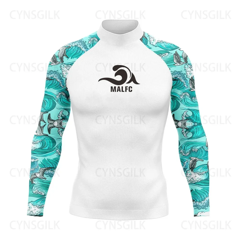 

Мужская одежда для серфинга MALFC, одежда для серфинга, купальник Rashguard, одежда для серфинга UPF 50, футболка с длинным рукавом для водного спорта, одежда для плавания и Сноркелинга