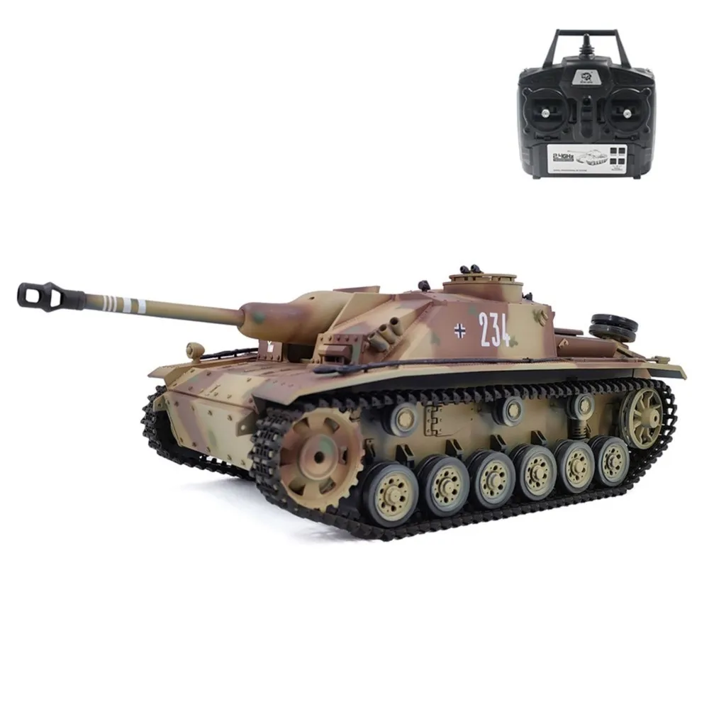 Modello di Carro Armato RC Henglong 7.0 Stug III Tedesco in Plastica 1:16, RTR, 3868 BB IR, Cambio in Acciaio, Batteria 1800mAh, Radio, Suono e Luci