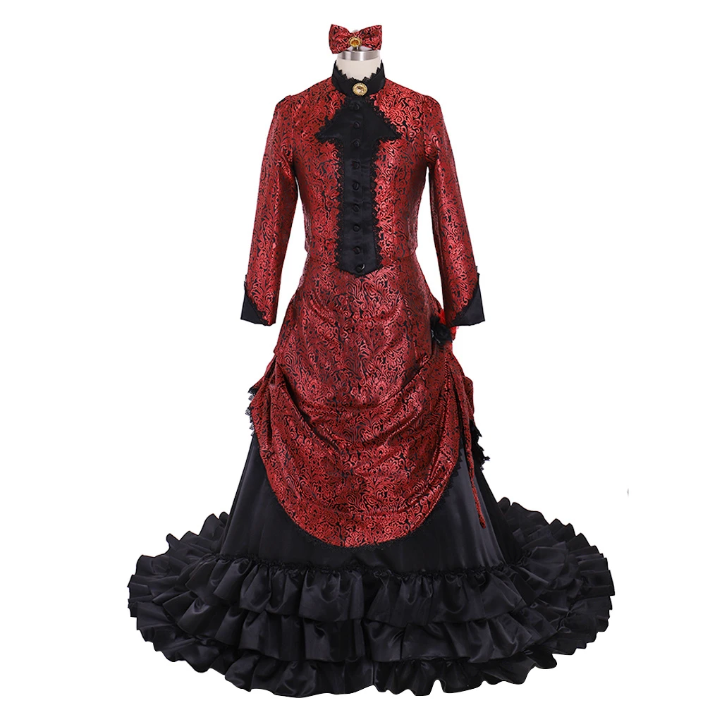 

Victorian Dresses Medieval Bustle Dress Ball Gowns Reenactment Costumes Steampunk Gothic Bustle Gown Dress Red Gown Dress