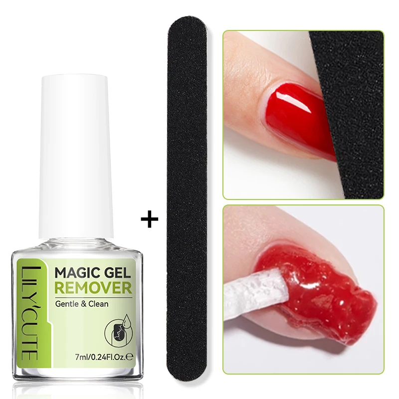 LILYCUTE 2 قطعة/المجموعة جل مزيل طلاء الأظافر للأظافر في 3-5 دقائق يزيل بسرعة شبه دائم نقع قبالة الأشعة فوق البنفسجية جل انفجار