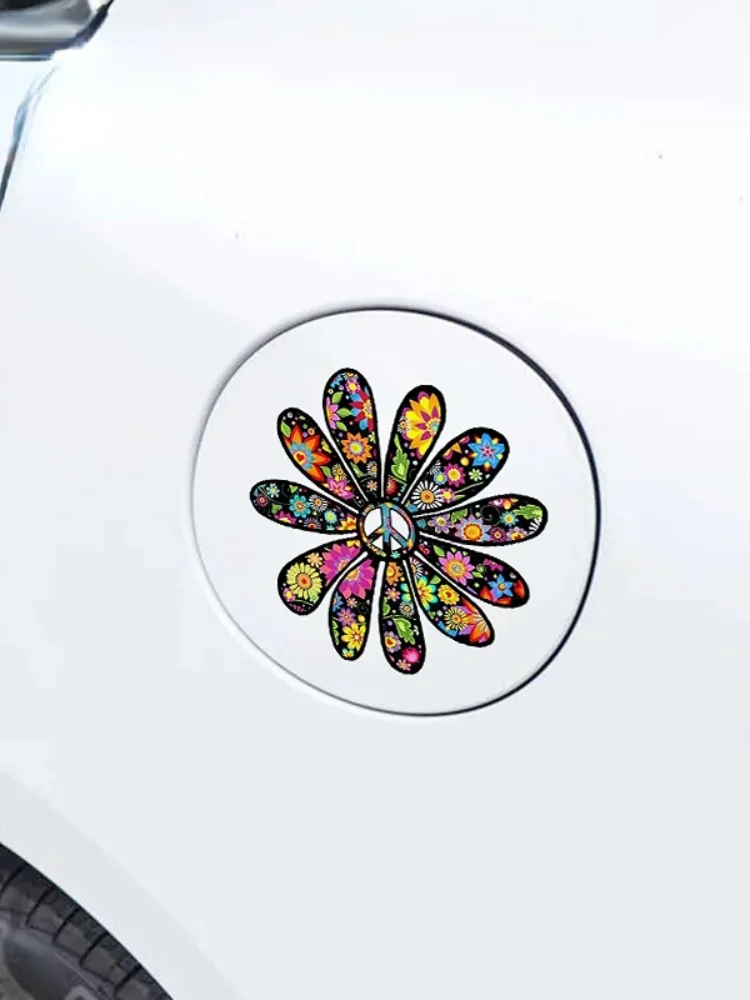 13cm For Flower Power Peace Campervan Car Stickers on Motorcycle PVC Personality, Decals Products Cute, Cover Scratches Sticker