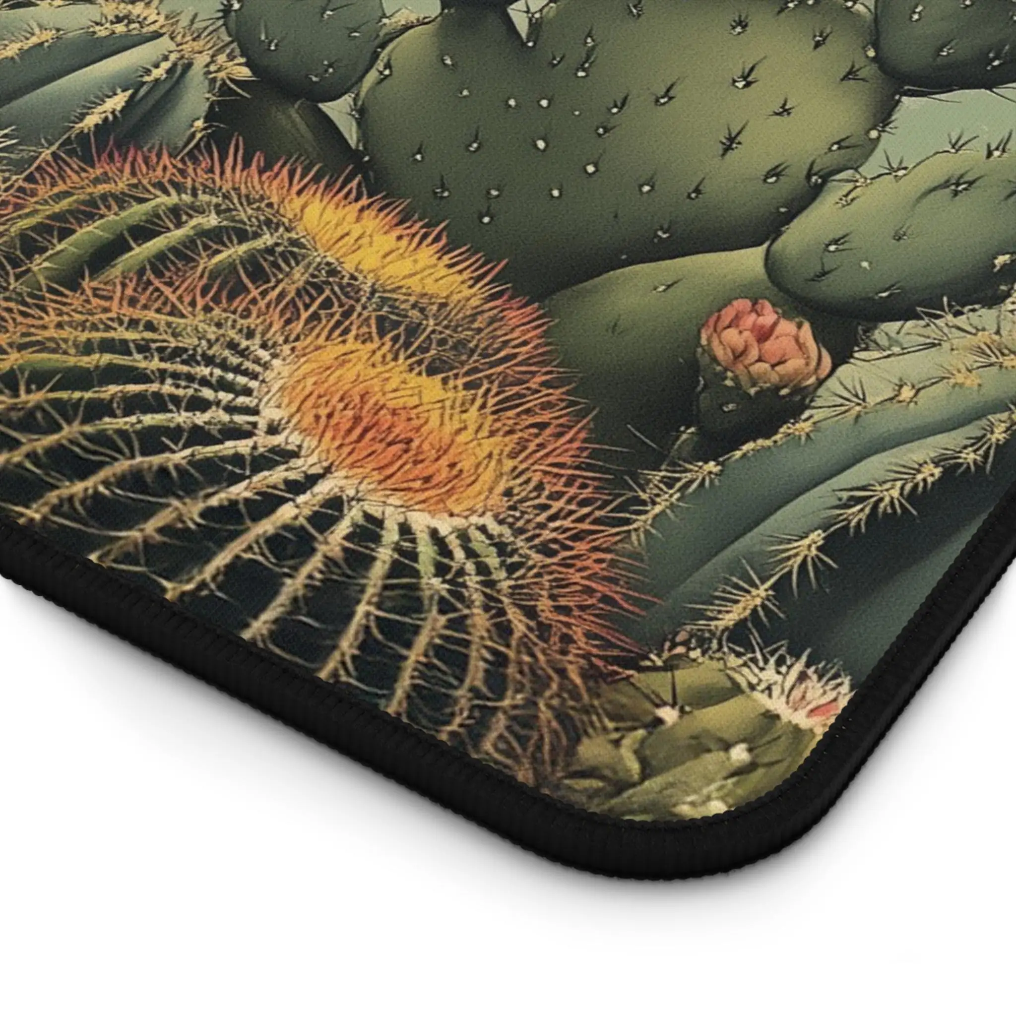Leuke Vintage bloeiende cactussen plant kunst bureaumat XL Boho Cactus succulente botanische mousepad woestijn bloemen muismat kantoor cadeau