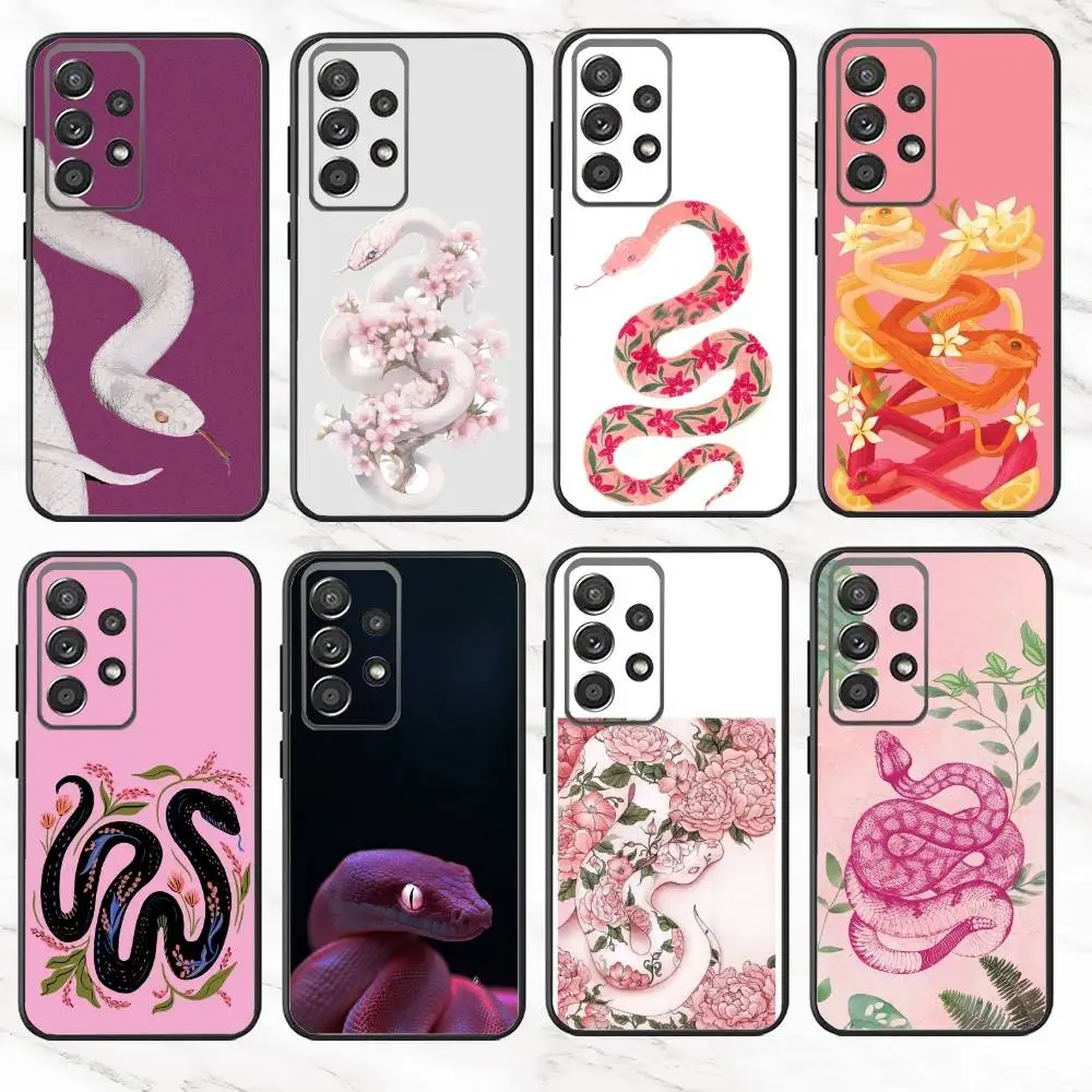 

I-Illustration Plum Blossom Snake Phone Case For Samsung S25,S24,S21,S22,S23,S30,Ultra,S20,Plus,Fe,Note,10,9,5G Black Cover