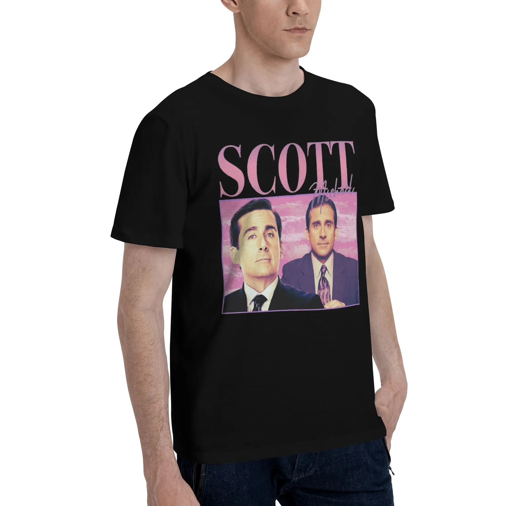 90s Retro Style Michael Scott T-Shirts Men The Office Novelty Cotton Tee Shirt Crewneck Short Sleeve T Shirts Plus Size Clothes