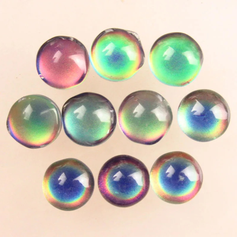 Wholesale 10Pcs 6x4mm Rainbow Temperature Round Cab Cabochon No Hole For DIY Jewelry Making Bracelet Accessories