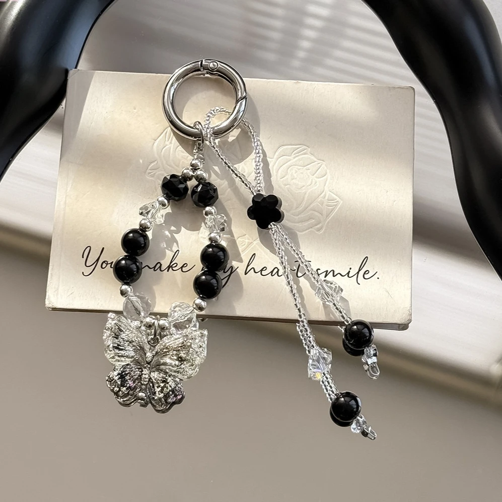 

Butterfly Charm Luxury Pearl Butterfly Tassel Pendant Phone Chain Charm Lanyard for iPhone Samsung Universal Accessories Lanyard