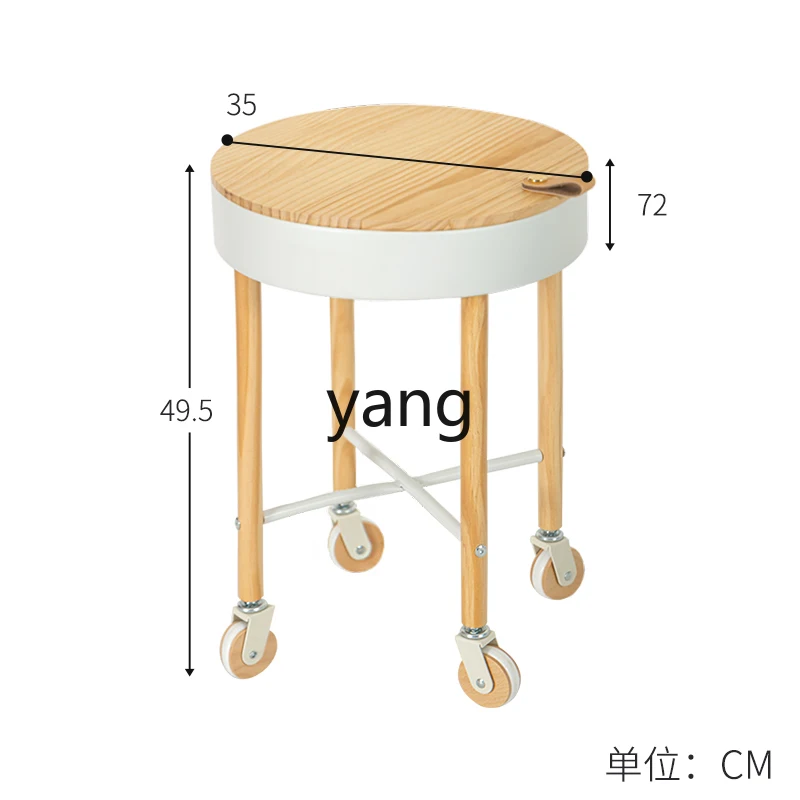 Yjq Trolley Mobile round Small Coffee Table Bedside Side Table Storage Sofa Mini