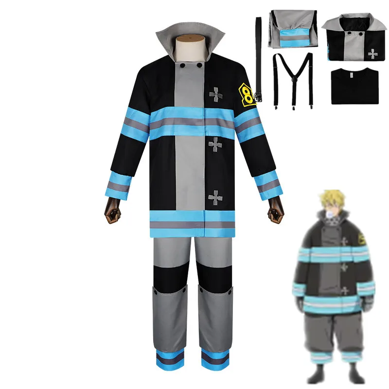 

Anime Fire Force Enen no Shouboutai Cosplay Full Set Jacket Pants Tamaki Kotatsu Shinra Kusakabe Costume Firefighter Uniform