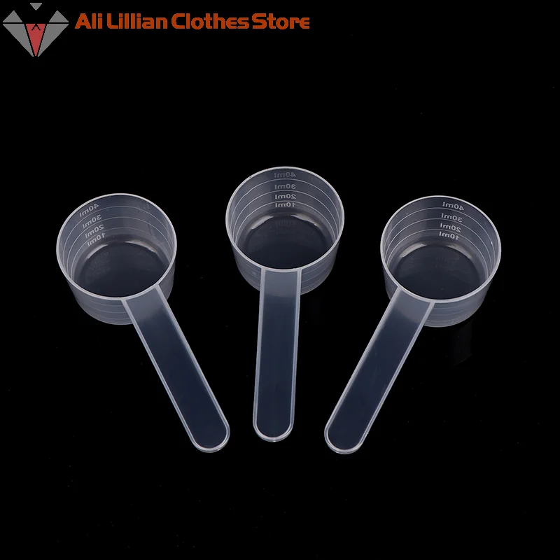 10Pcs 40ML 20g Flat Bottom Graduated Measuring Spoon With Scale Transparent Plastic Kitchen Baking Measuring Spoon Tableware