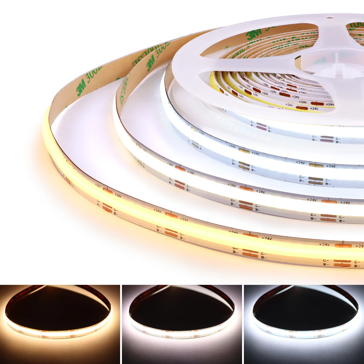 

DC12V/24V COB CCT Led Strip Lights 2700K To 6500K Dimmable 8/10mm Width 608LEDs/M LED Light for Room Cabinet Wardrobe Decor Lamp