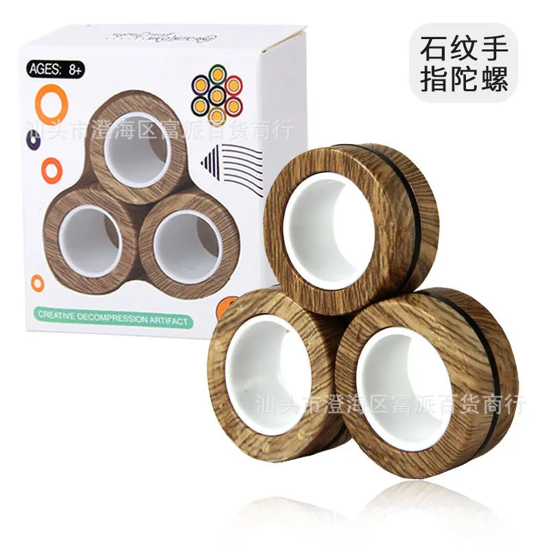 3pcs Fingertip Magnetic Rings Colorful Relief Fidget Toys Set For Adult Magnet Spinner Anti-Stress Relieve Anxiety Toys For Work