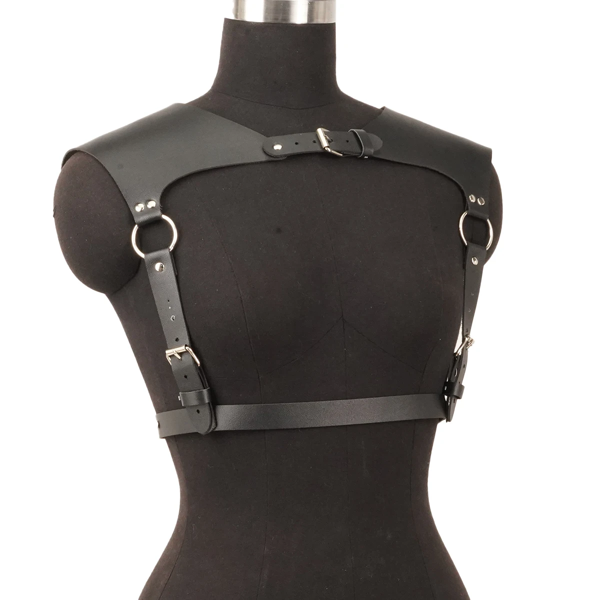 النساء حزام الموضة بولي Leather جلد الجسم الكتف درع مربط صدر حزام الكتف حزام تسخير النساء الملابس مفتوحة قفص الصدرية #2