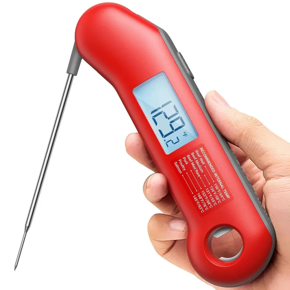 Digital Meat Thermometer, Ultra-fast 0.5 Sec Read, NIST Certified ±0.5° Accuracy, IP67 Waterproof, Auto-Rotating Backlit Display