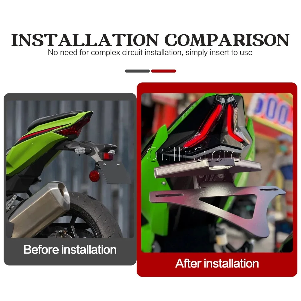 Motorcycle Integrated LED Turn Signal License Plate Holder Short Tail Tidy Bracket For Kawasaki NINJA  ZX-4R ZX4R RR ZX25R