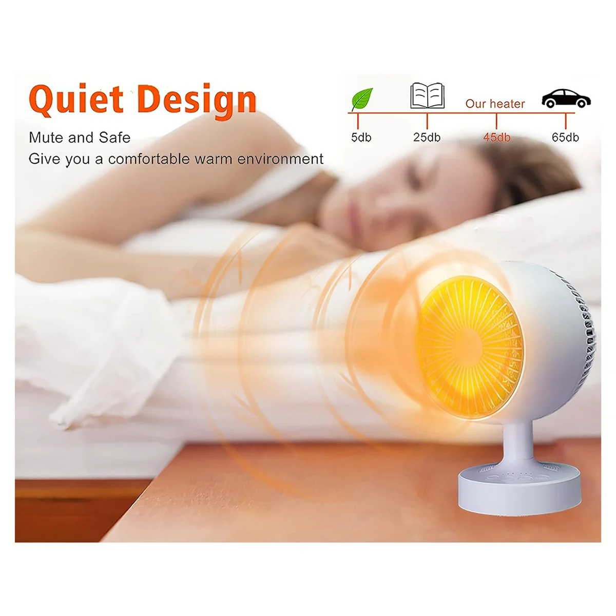 Мини-обогреватель AA96, космический обогреватель, настольный обогреватель 500 Вт для офиса, 160 г. °   Боковая автоматическая качающаяся 3 передачи, регулируемая, керамическая вилка PTC европейского стандарта