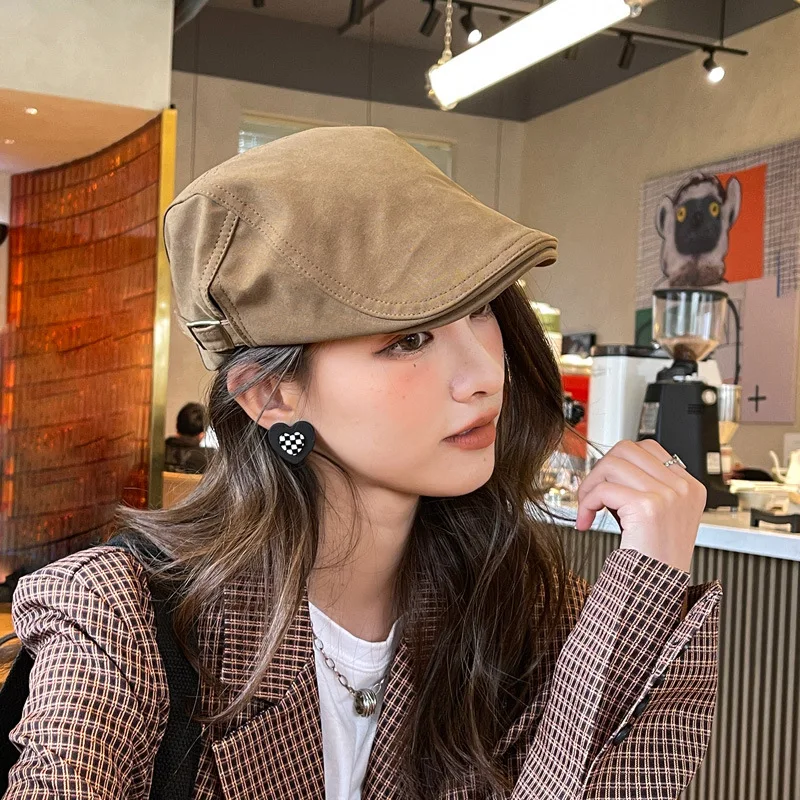 Reverse Beret Ladies Duck Tongue Cap Vintage Forward Cap Men Thin Section Painter Fall Beret