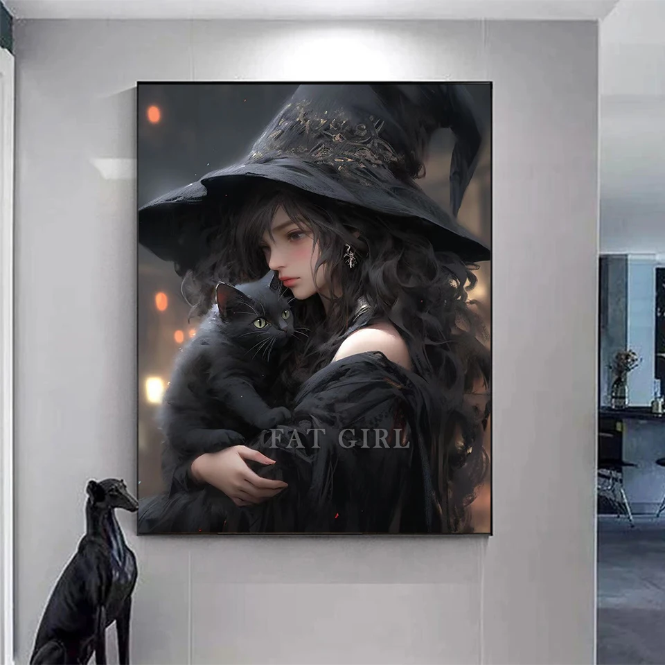 5d Diamond Painting Tools Wizard Series Cross Stitch Kit Diamond Mosaic Witch Full Square Round Black Cat Embroidery Home Decor