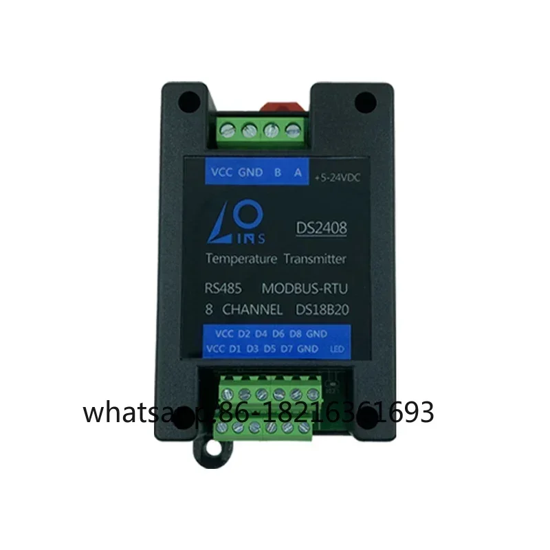 

Temperature Acquisition Module 8-way 5-24v DS18B20 Sensor to 485 Modbus RTU Protocol Rail Type